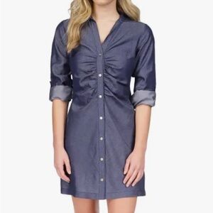 Brand New Michael Kors Ruched Mini Collared Shirtdress